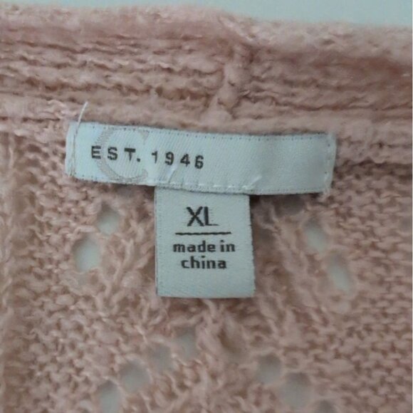 Cato Crochet Ruffle Cardigan Womens Size XL Baby Pink Long Sleeve Sweater - Picture 4 of 13